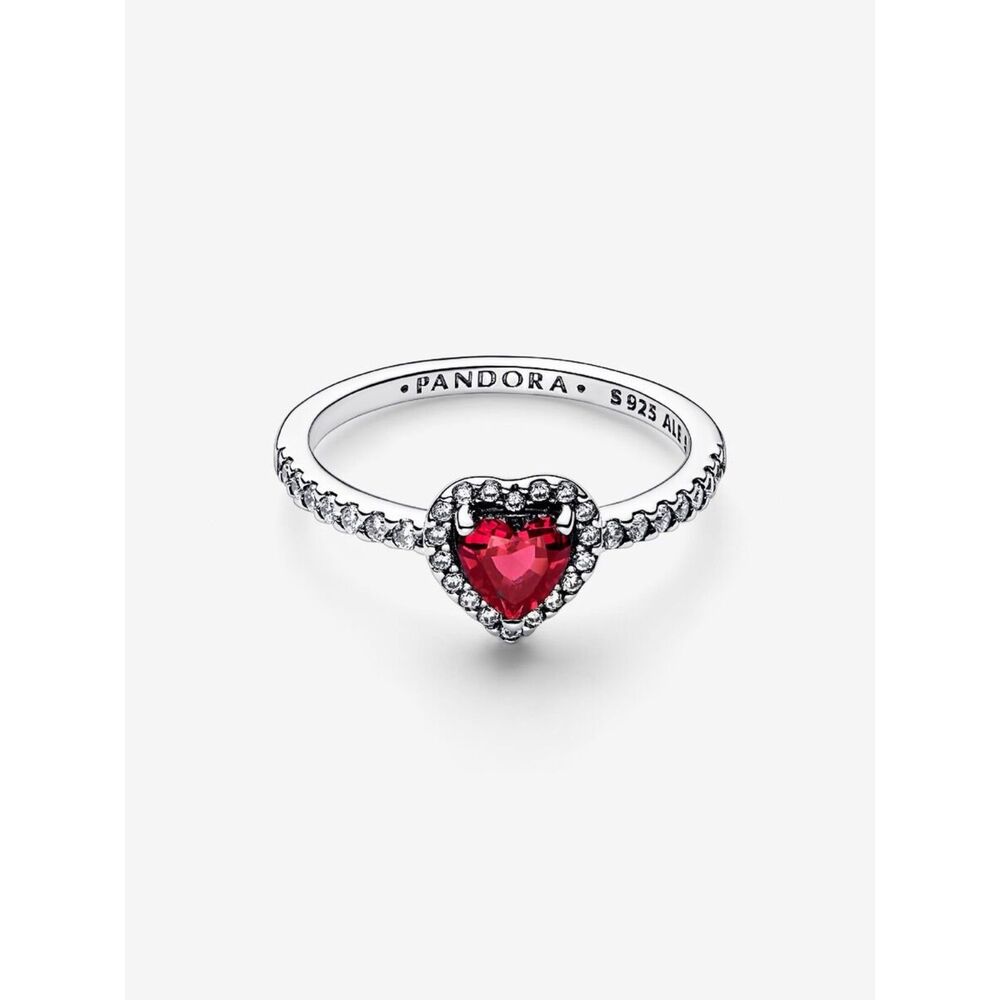 Pandora Elevated Red Heart Ring Sterling Silver S… - image 3